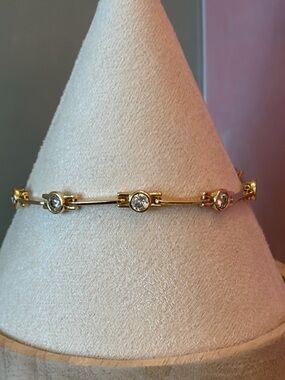 Gold-Tone Crystal Link Bracelet for Women